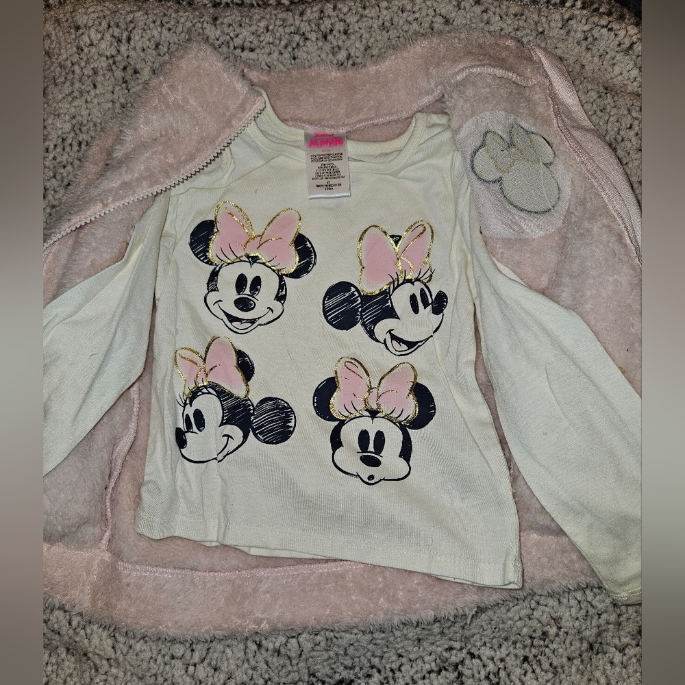NWT Disney Minnie Mouse Pink Fleece Jacket and Top - 4T - Picture 2 of 3